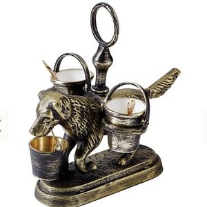 Bunny Williams Dog Salt & Pepper Cellar Bronze Color